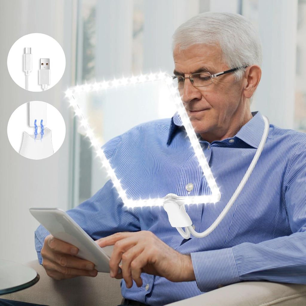 Leselupe, Lupe mit Licht, 5X Hands-Free Lupe mit Flexiblem Produktbild 