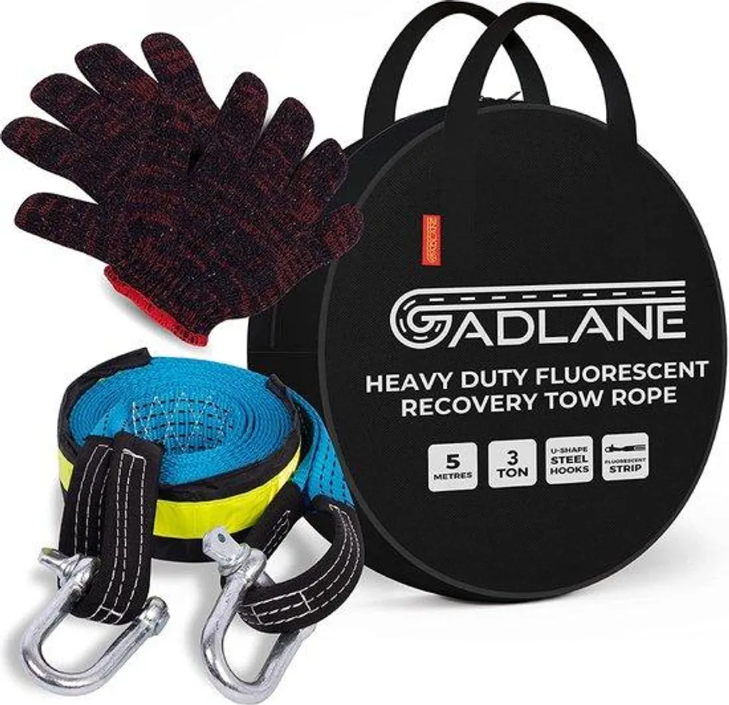 Câble de remorquage réfléchissant 8 tonnes avec sac et gants inclus