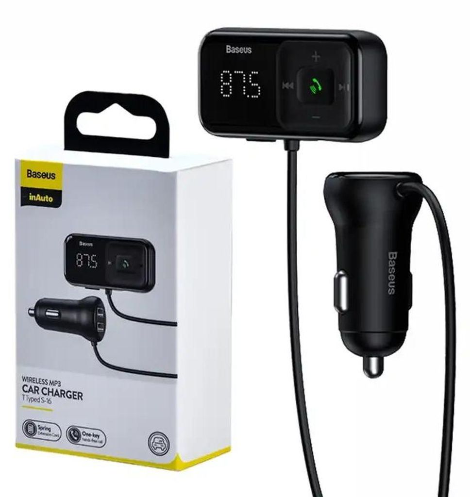 Baseus Transmetteur Bluetooth MP3 pour voiture S-16 (noir) Image du produit 