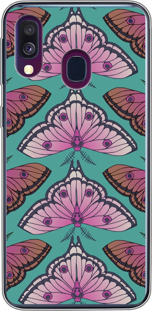 MuchoWow Handyhülle Schutzhülle Hülle für Telefoonhoesje Samsung Galaxy A40 Mädchen - Motten - Insekten - Muster - Mädchen - Kinder - Kinde...