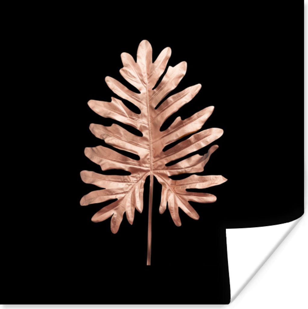 MuchoWow Poster Gold - Rosa - Blatt 75x75 cm - Wand Dekoration