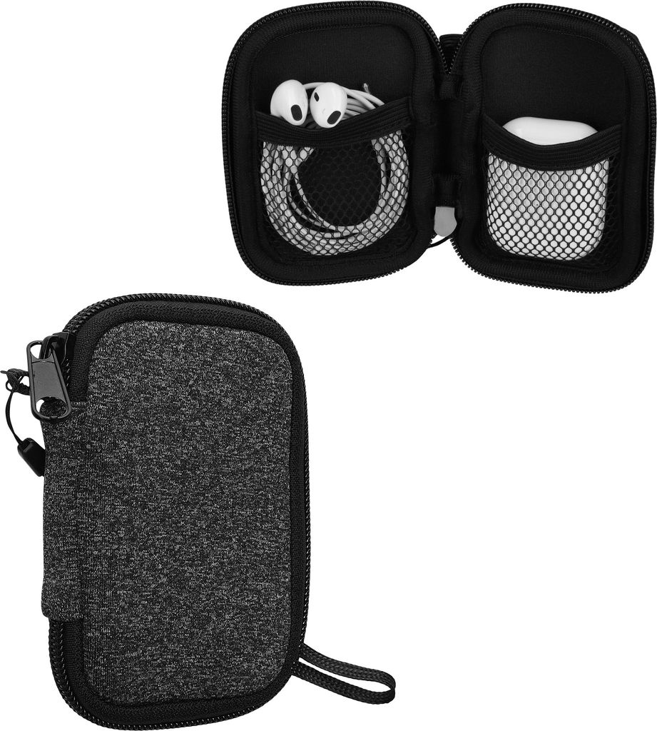 kwmobile In-Ear Kopfhörer Tasche kompatibel mit in-ear Headphones - Hülle Neopren Cover Case - 6 x 9 cm Innenmaße - Etui in Weiß Anthrazit