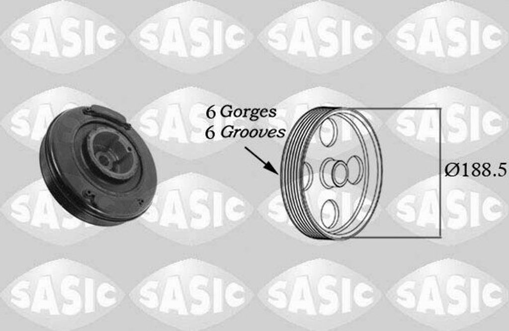 SASIC 9001807 Riemenscheibe Kurbelwelle für VW Transporter IV Bus (70B, 70C, 7DB, 7DK, 70J, 70K, 7DC, 7DJ)