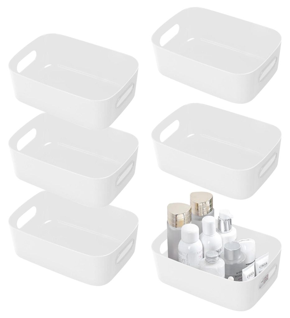 6-teilige Aufbewahrungsbox aus Kunststoff, Organizer, weiß, Aufbewahrungsboxen mit Griff, Badezimmer-Aufbewahrungsboxen, Aufbewahrungskörbe und -...