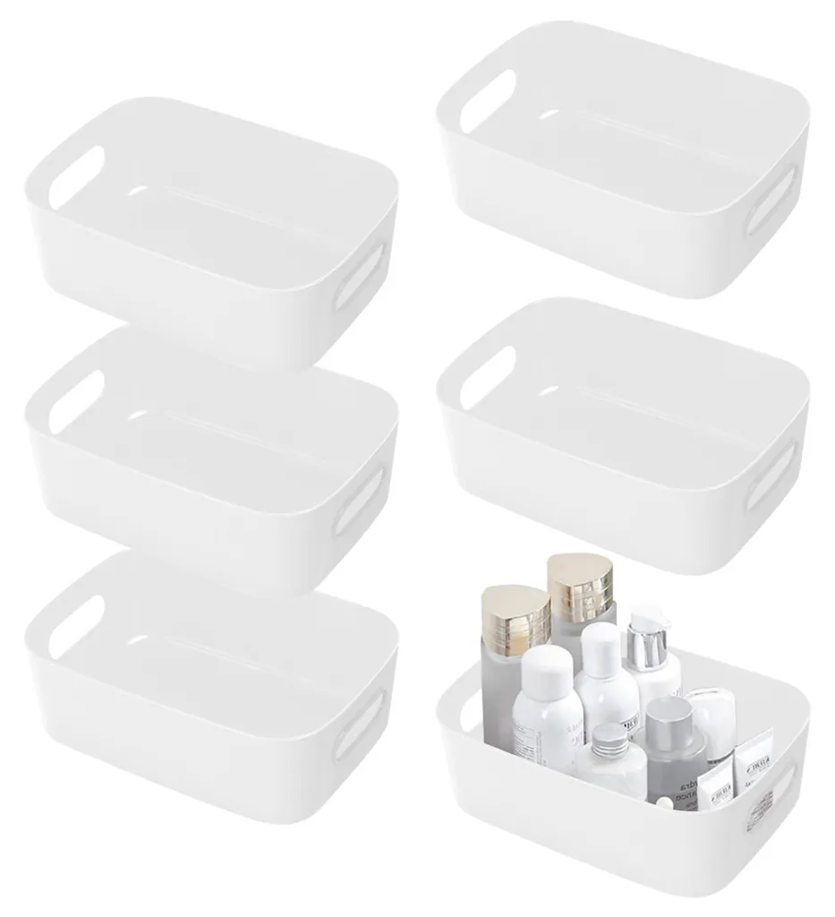 Lot 6 Organiseurs Plastique pour Salle de Bain et Cuisine - Blanc 25 cm