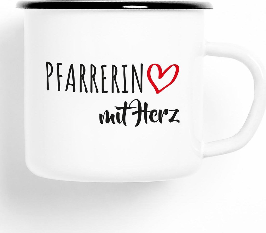 Huuraa Emaille Tasse Pfarrerin Geschenk Kaffeebecher Vintage 300ml Pfarrerin Präsent