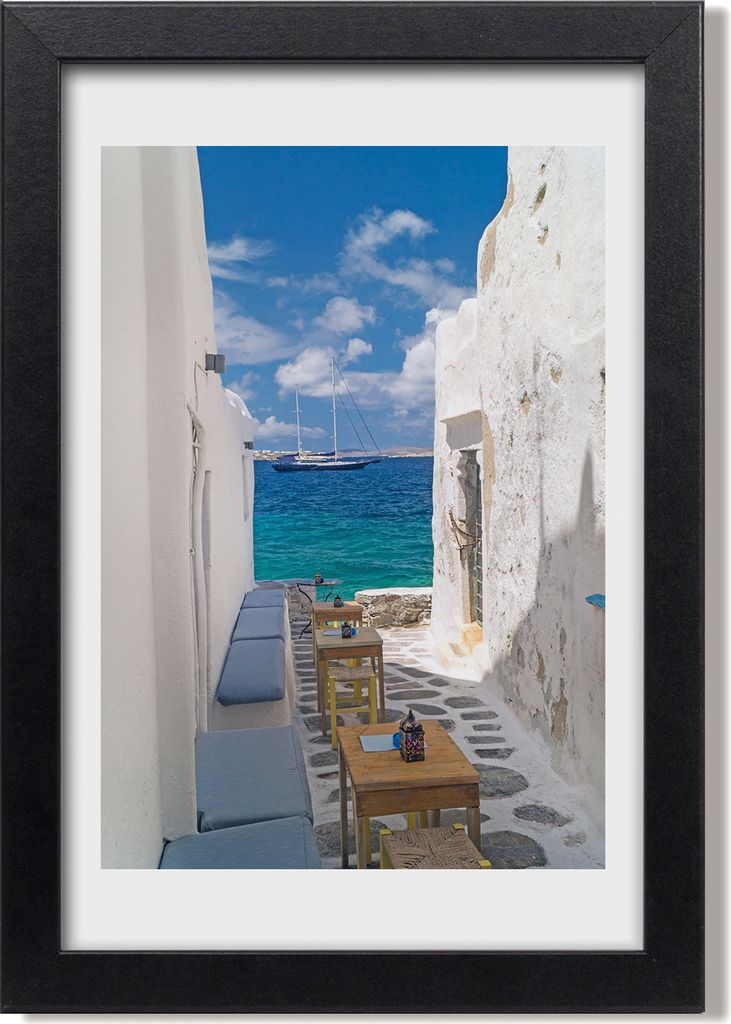 Bild 20x30 MDF-Rahmen, Wandkunst Griechische Straßen