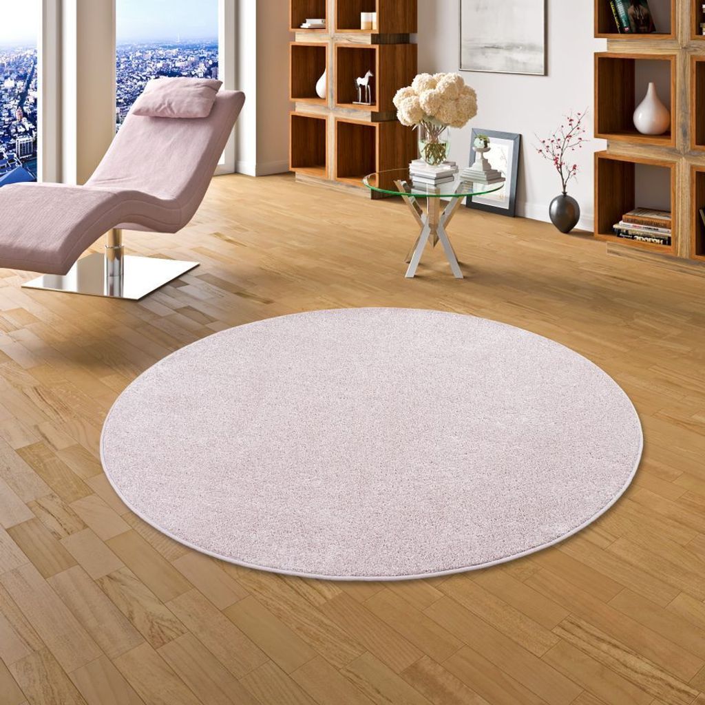 Luxus Soft Velours Teppich Shine Rosa Rund, Größe:240 cm Rund