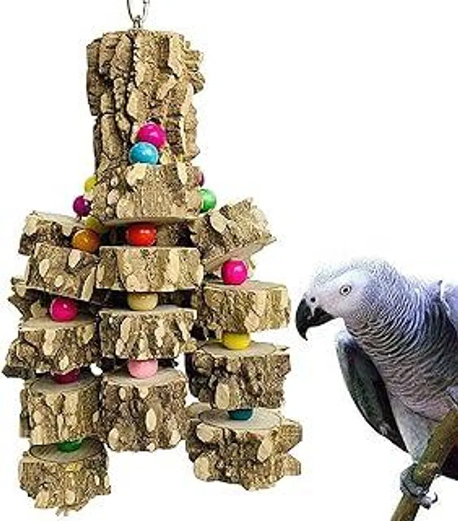 PINVNBY Giocattolo da Strappare per Pappagalli: Legno Naturale e Sicuro