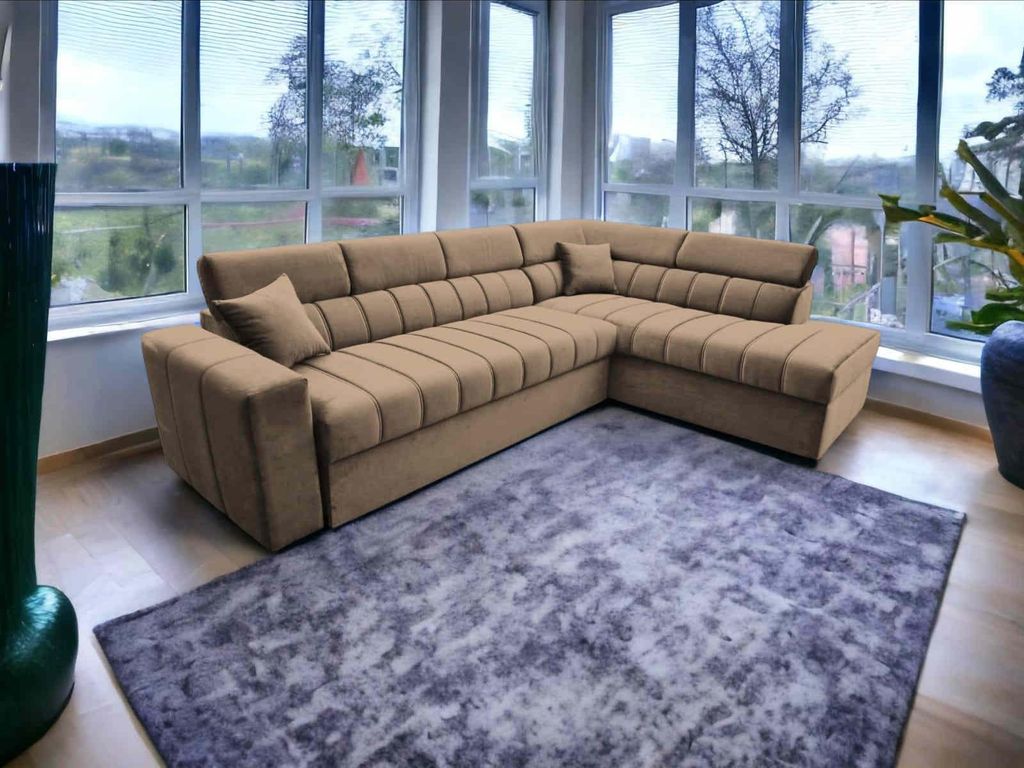 FurMeb24 ECKSOFA KENNO L 252 x 170 cm CAPPUCCINO - rechte Seite - mit bettkasten und schlaffunktion