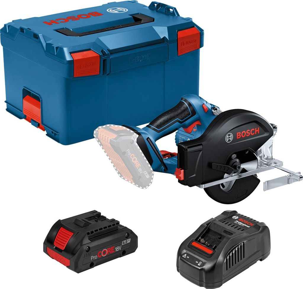 Bosch Akku-Kreissäge GKM 18V-50 Ø 136 mm / 1x 4,0 Ah ProCORE + GAL 1880 CV in L-Boxx