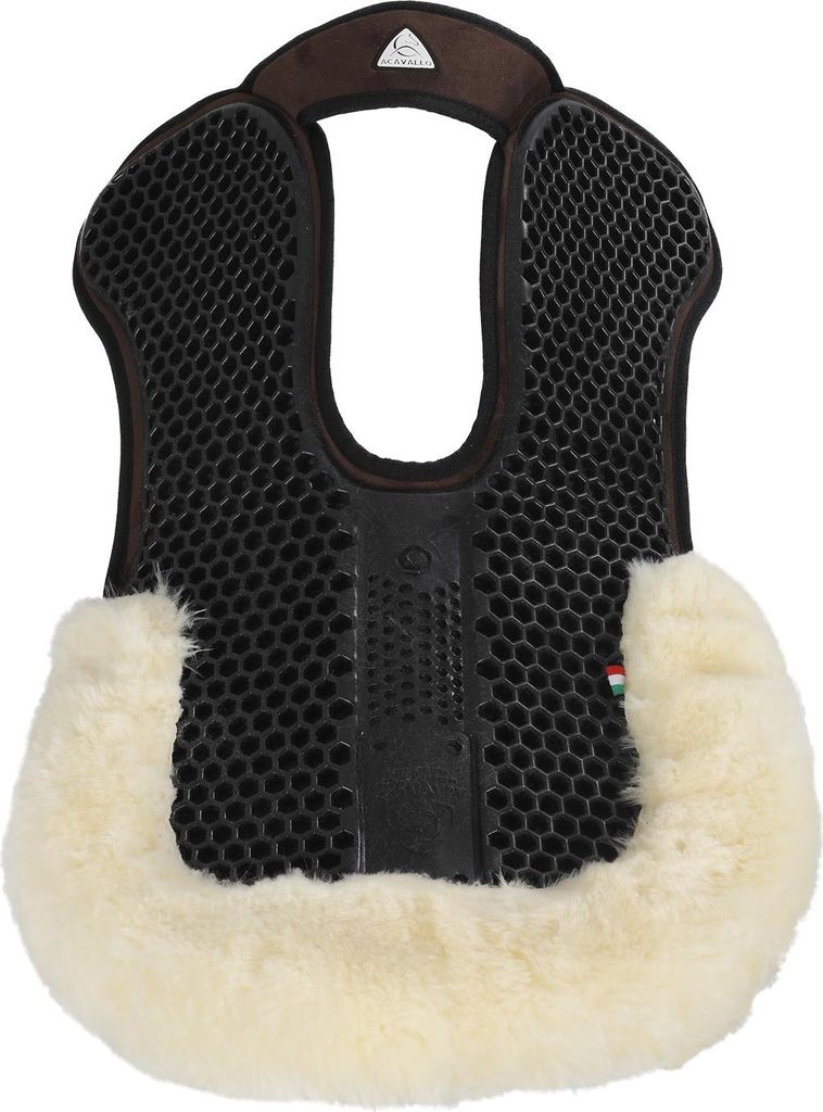 Acavallo Withers Free Hexagonal Soft Gel Pad with Micropile & Back Sheepskin Edge, Farbe:Brown/Natural