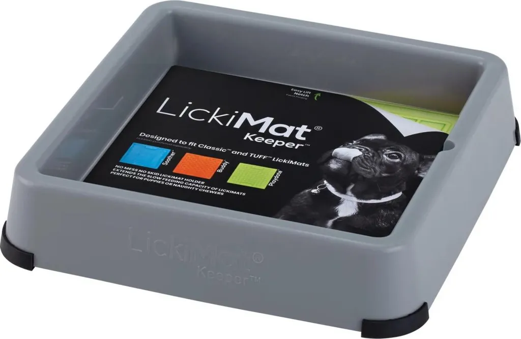 Porta LickiMat Custode Grigio: Protezione Bordi e Slow Feeder 2-in-1