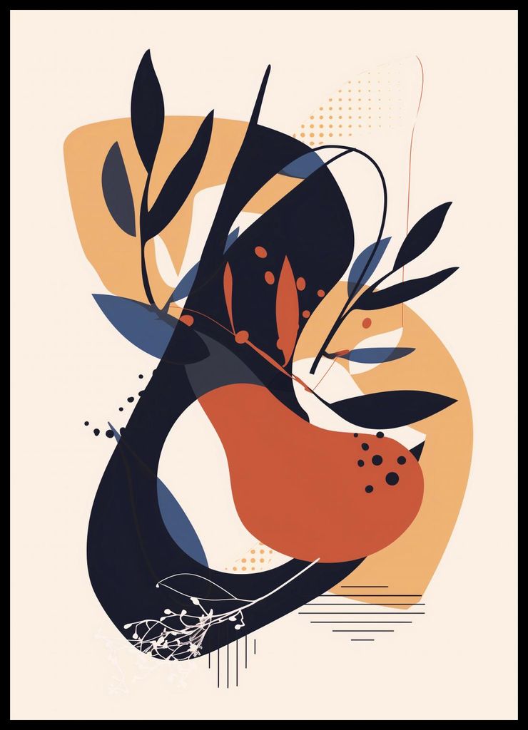 Plakat 50x70cm Abstrakte Botanische Bewegung