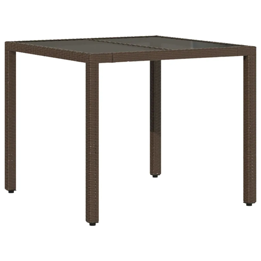 Tavolo da Pranzo Giardino vidaXL Marrone Polyrattan | Eleganza e Vetro