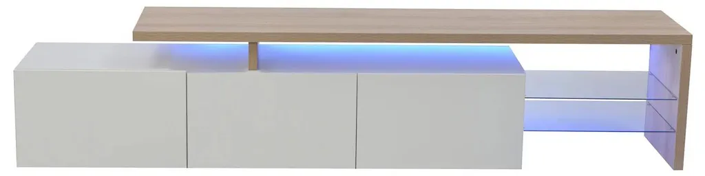 Meuble TV blanc sans encombrement - Cache-câbles intégré et rangements