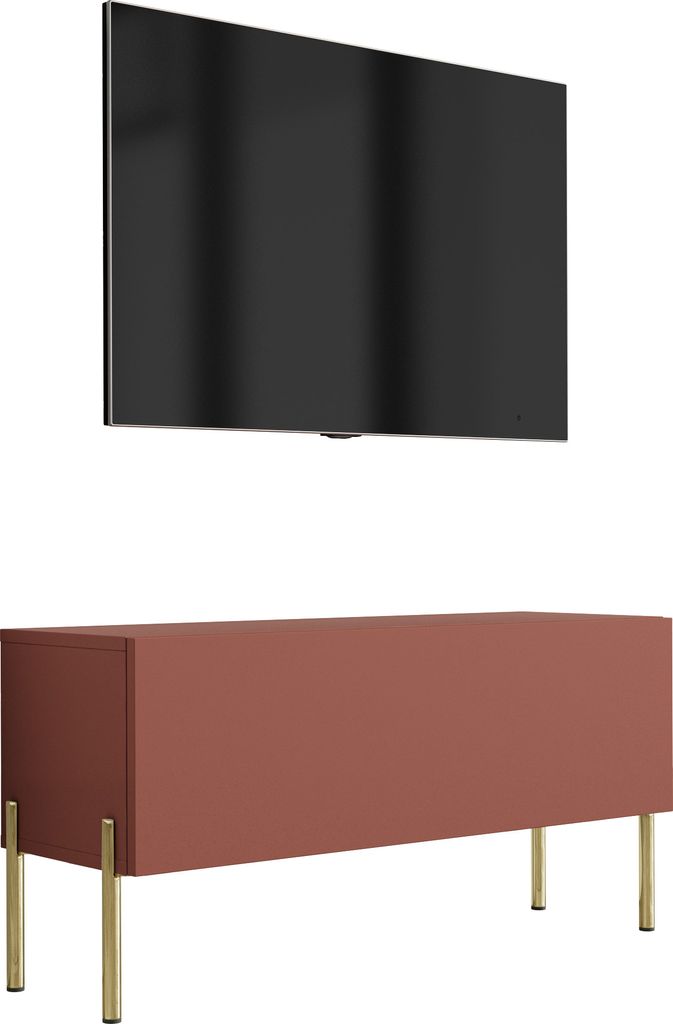 TV-Schrank : Ziegelrot, 100 x 52 x 32 cm, Goldene Beine