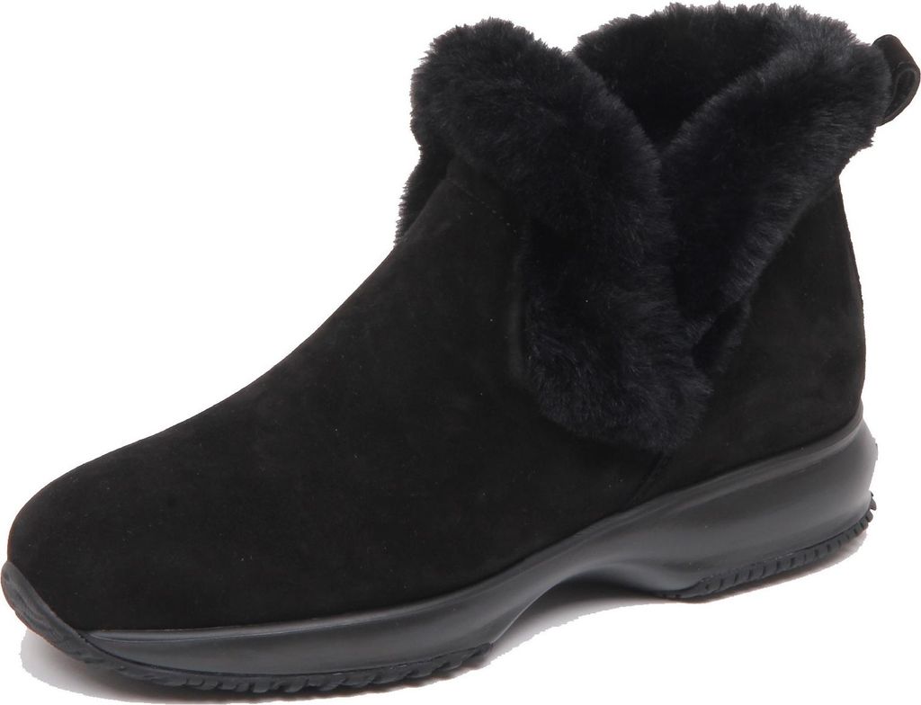 F5606 sneaker donna schwarz HOGAN INTERACTIVE slip on scarpe eco fur shoe woman