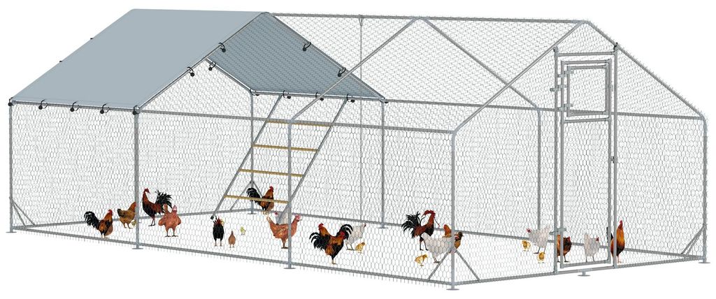 PawHut Hühnerstall Freilaufgehege aus Stahl, 3 x 6 x 1,95 m Produktbild 