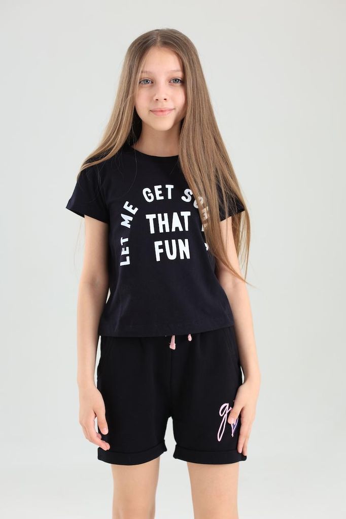 Mädchen-Oberteil Fun - Schwarz - 164