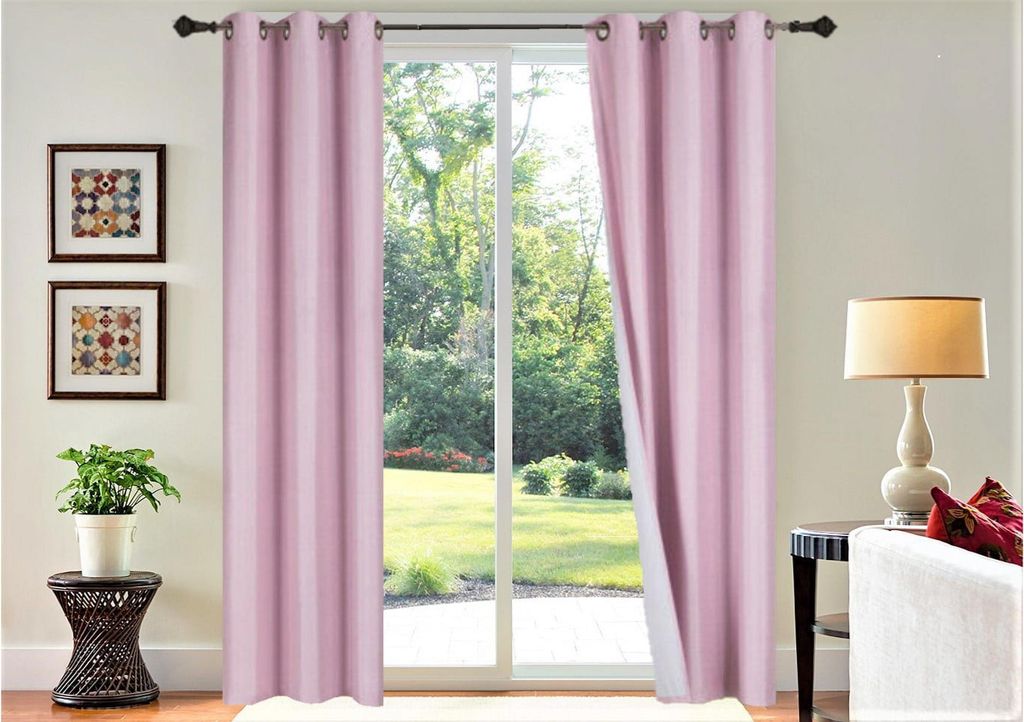 Verdunkelungsvorhänge (100% blickdicht) mit Ösen, K86, 2er-Set, 213 cm lang, hellrosa, für Schlafzimmer und Wohnaccessoires