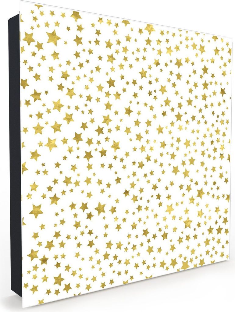 Nachbildung-Schlüsselkasten, Magnetpinnwand und Memoboard mit Glasfront Motiv Goldene Sterne