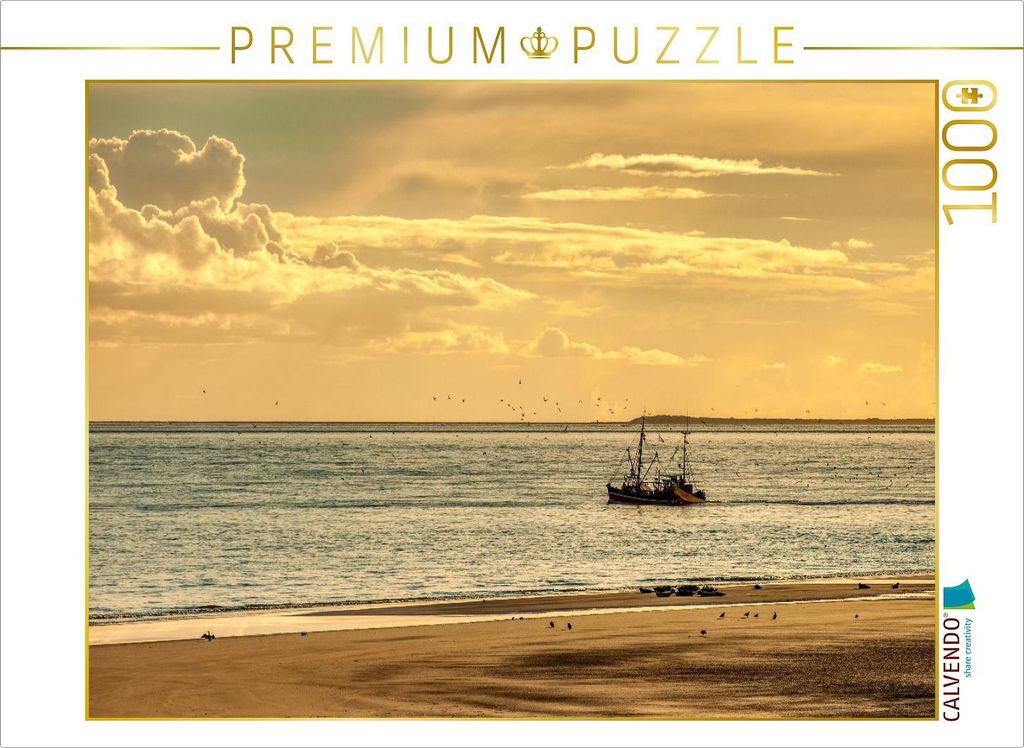 CALVENDO Puzzle Ruhige Wellen, goldene Luft | 1000 Teile Lege-Größe 64x48cm Foto-Puzzle für glückliche Stunden