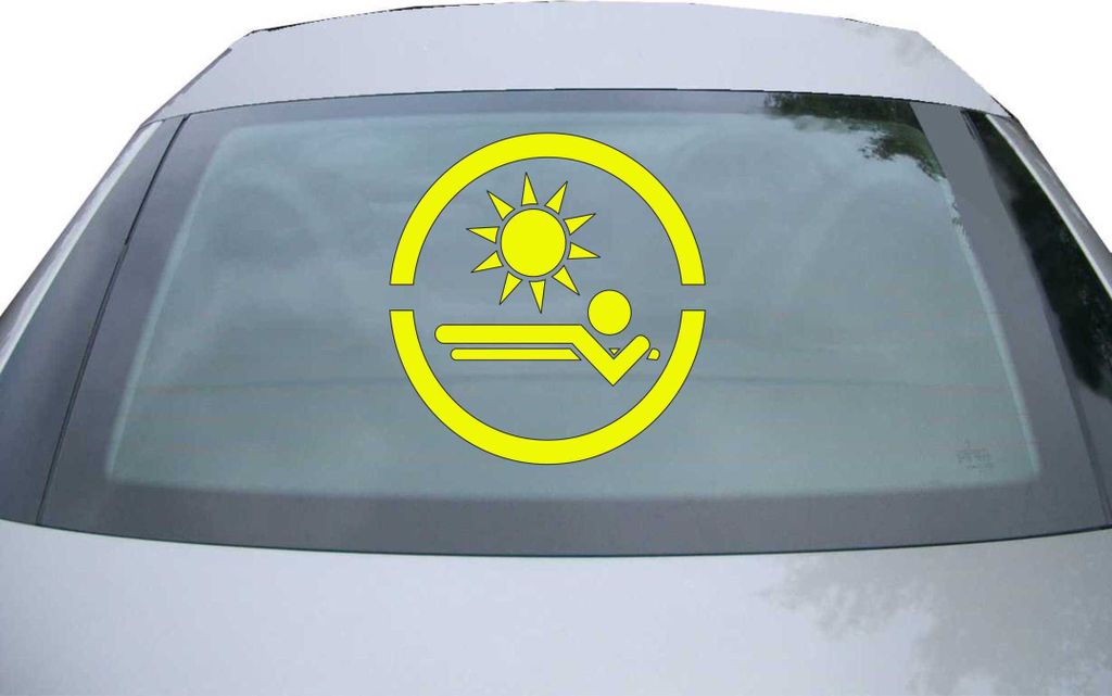 Indigos UG - Aufkleber Heckscheibe & Motorklappe DE2861 - neongelb - 600x571 mm - Sonnenstudio - Fisch - Auto Scheiben Fenster Heckklappe Tuning Ra...