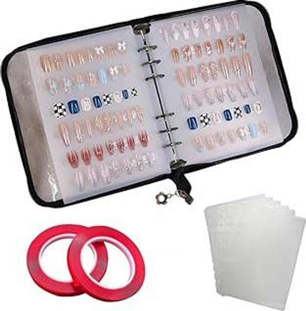 Generisch A5 Nagelbox mit Reißverschluss – Robuste Aufbewahrungsbox für Aufklebnägel & Künstliche Fingernägel (inkl. 6 Klebepads), Transpare...