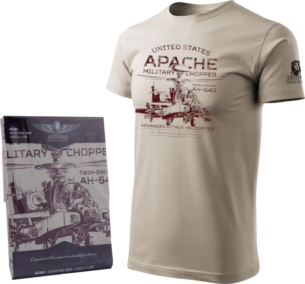 T-Shirt mit Kampfhubschrauber APACHE AH-64D (XXL)