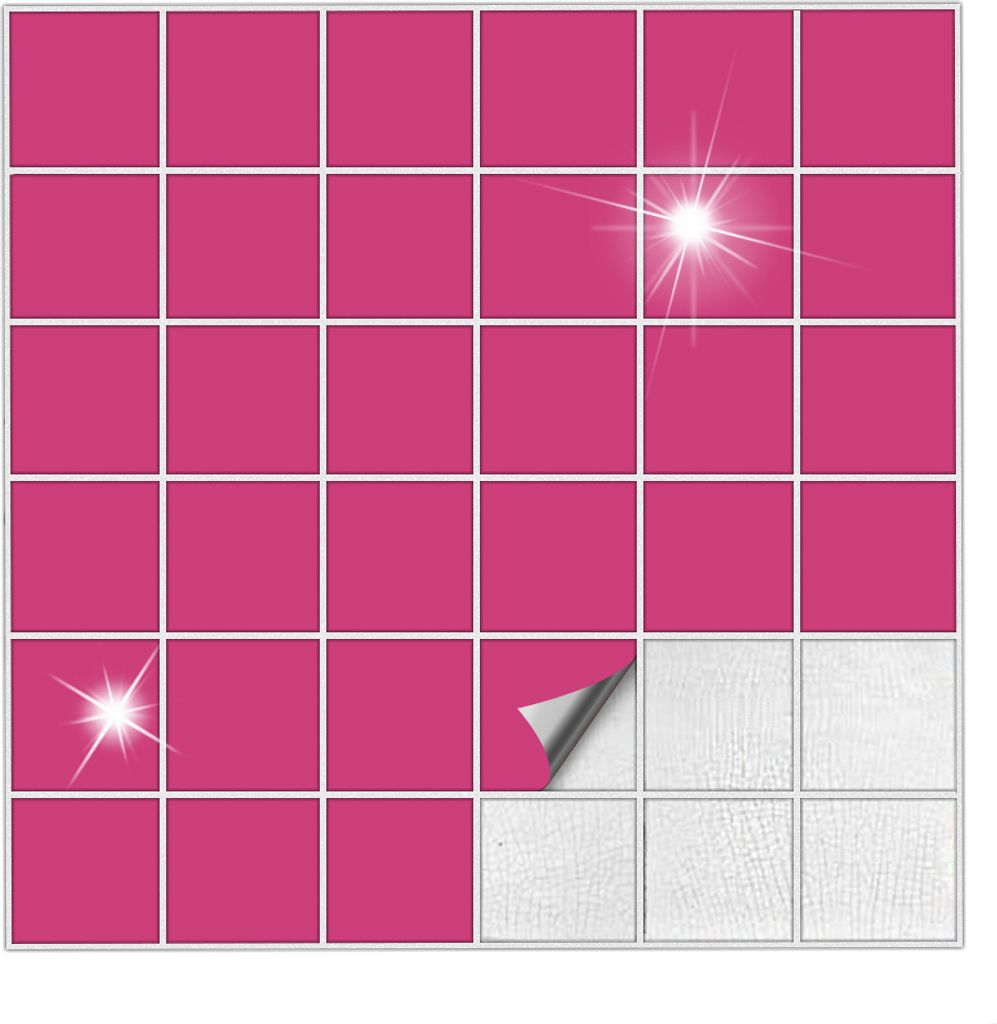 Fliesenaufkleber Für Bad, Küche etc Pink 41 glänzend 7,5 x 7,5 cm 5 Stück