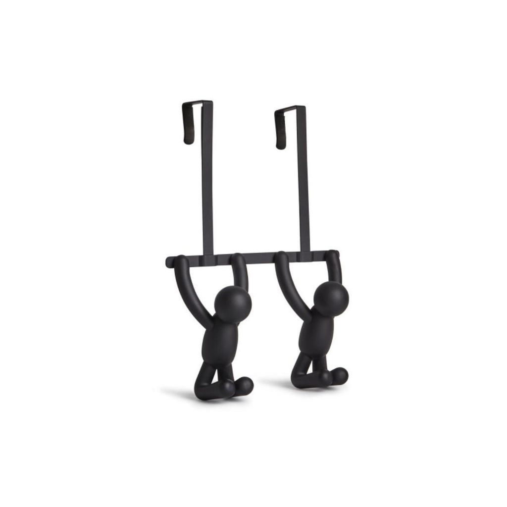 Umbra Buddy Türgarderobe mit Doppelhaken, Garderobehaken, Kleider Haken, Plastik, Schwarz, 32 cm, 1004260-040