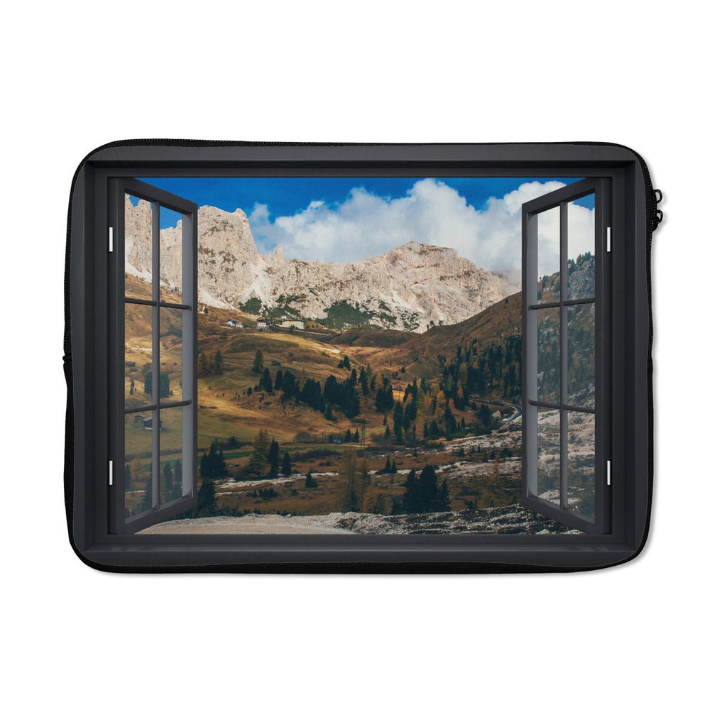 MuchoWow Laptop Hülle 13 Zoll Aussicht - Berge - Grün Laptoptasche - Laptophülle - Sleeve - Rundumschutz