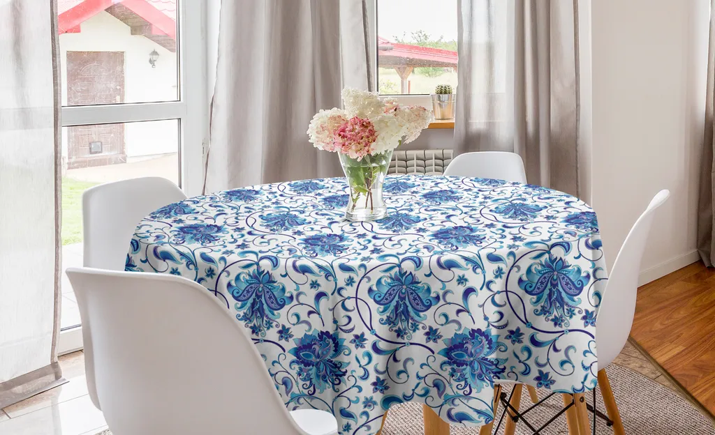 Tovaglia Circolare ABAKUHAUS 150cm Design Orientale Blu Indigo