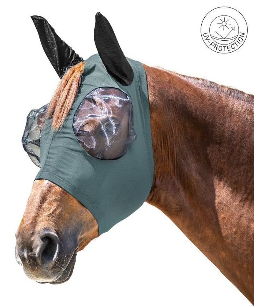 Fliegenmaske Puck Größe (Pferd) - Shetty Farbe - Piniengrün