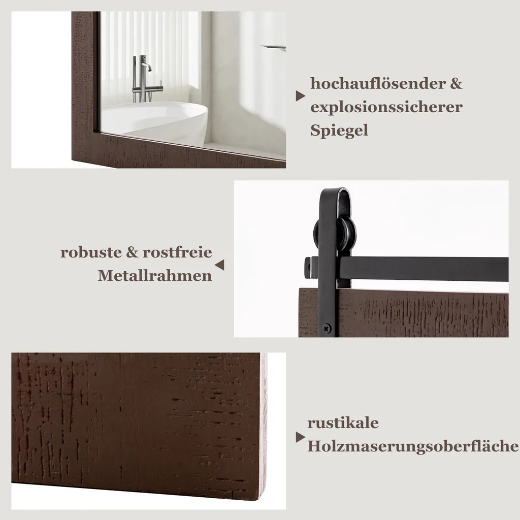 Miroir mural robuste bois 76,5x56 cm : Solution incassable et durable - 6