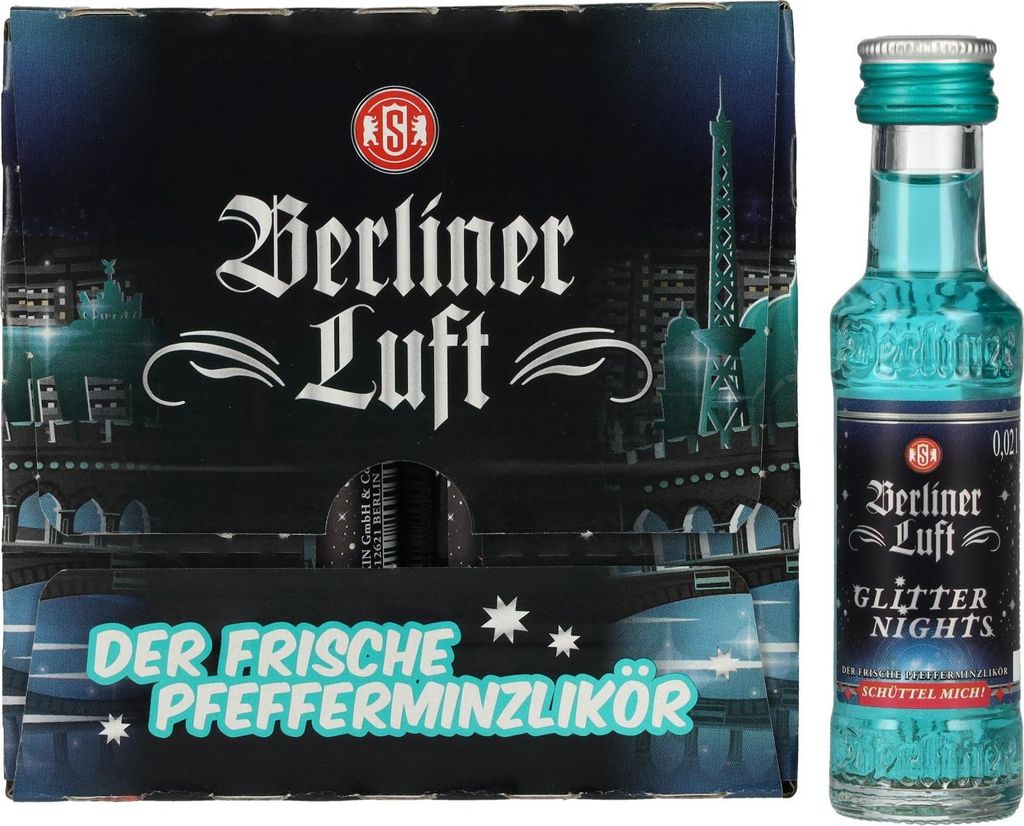 Berliner Luft GLITTER NIGHTS Der Frische Pfefferminzlikör 18% Vol. 24x0,02l