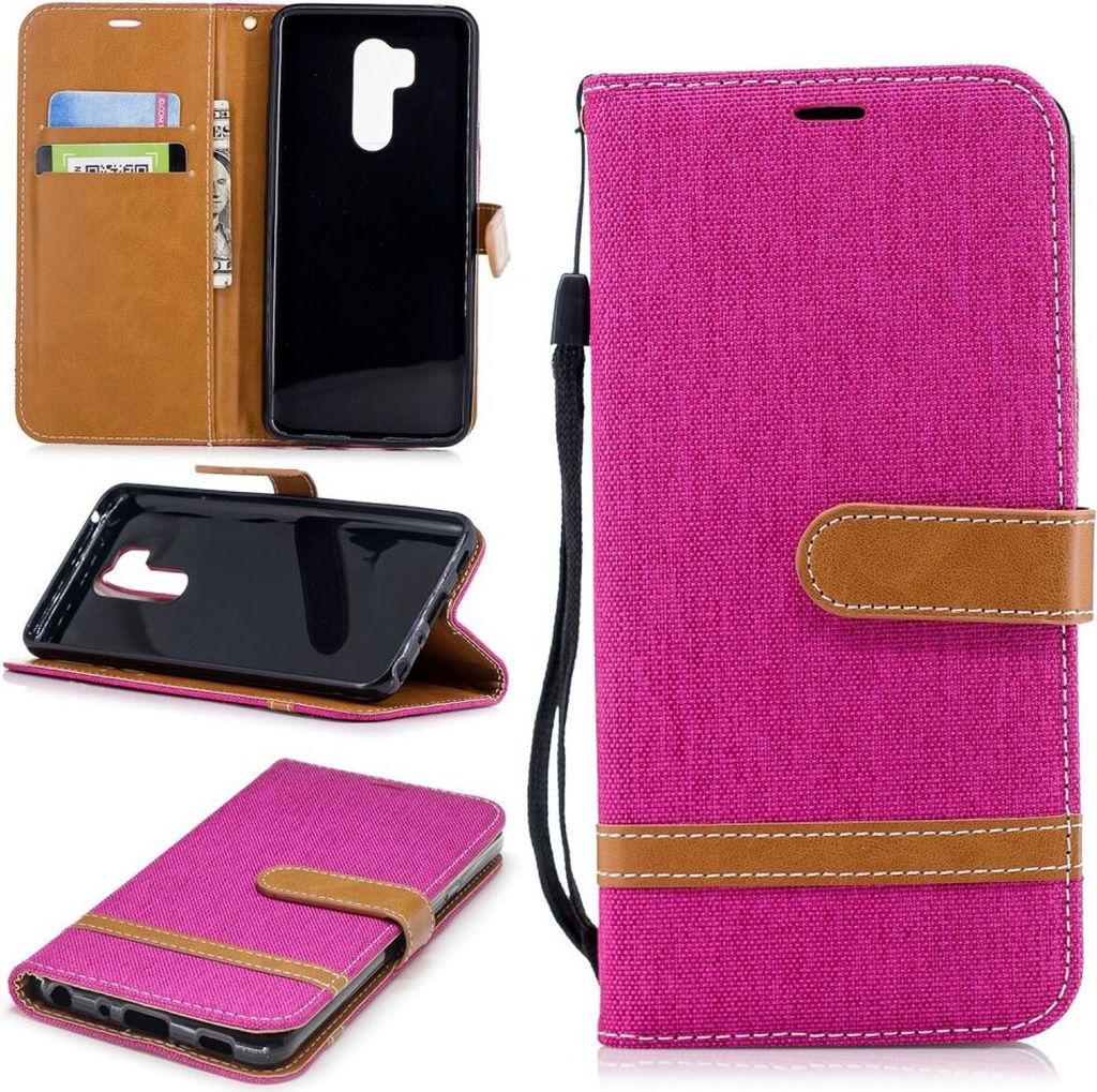 LG G7 Handy Hülle Schutz-Tasche Case Cover Kartenfach Etuis Book-Style Pink