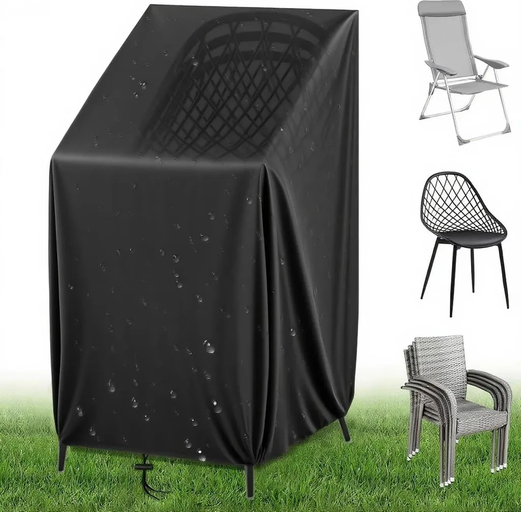Bâche de protection fauteuil de jardin empilable - Tissu noir Oxford