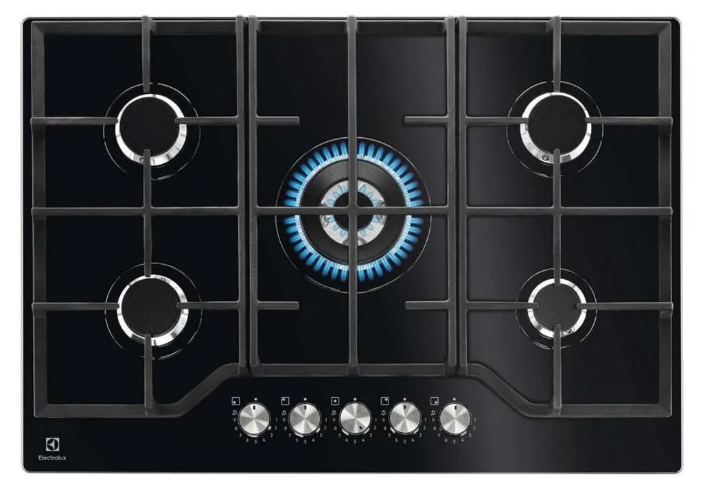 Electrolux KGG75362K Plaque de Cuisson Gaz 75cm Noire avec 5 Brûleurs