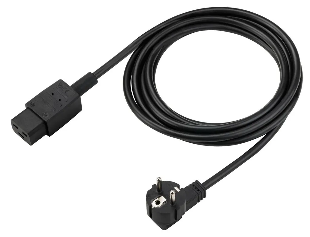 Câble alimentation 3 mètres Bachmann 352.175 avec fiche coudée noire