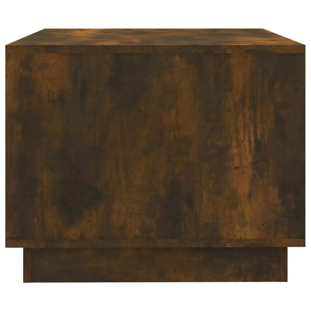 Table basse bois composite chêne fumé 102,5 cm, design double plateau