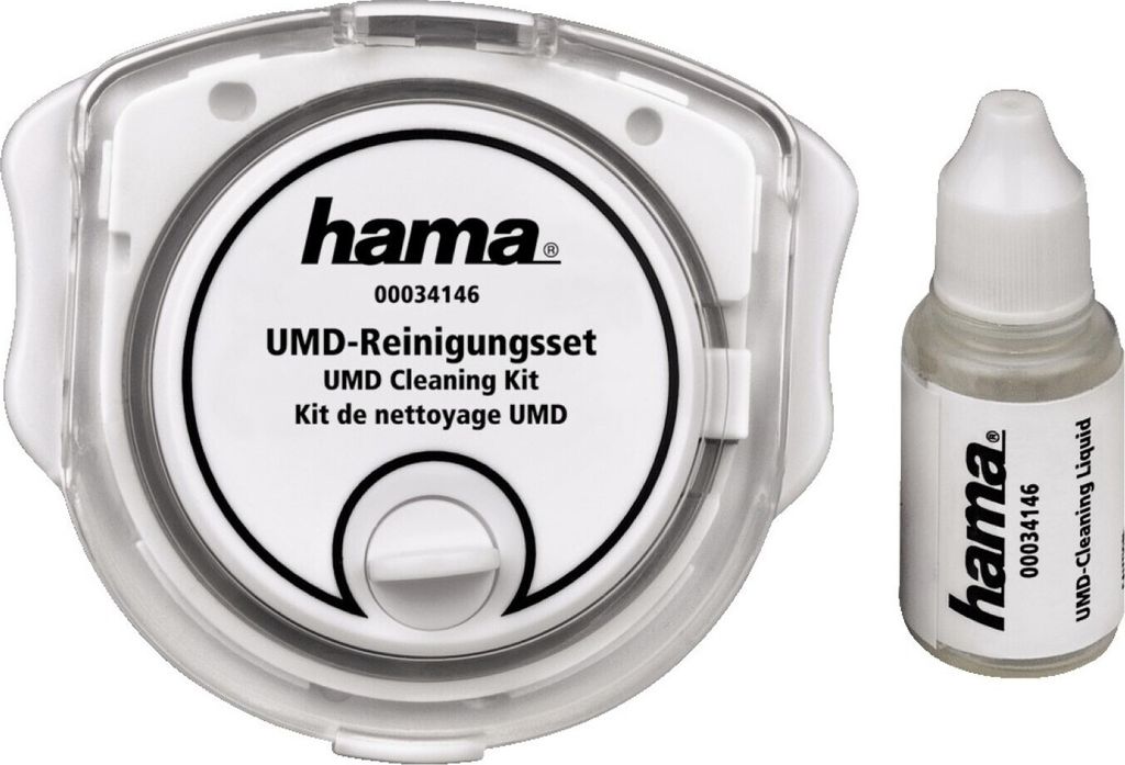 A UMD cleaning kit and a bottle of cleaning liquid are shown on a white background.