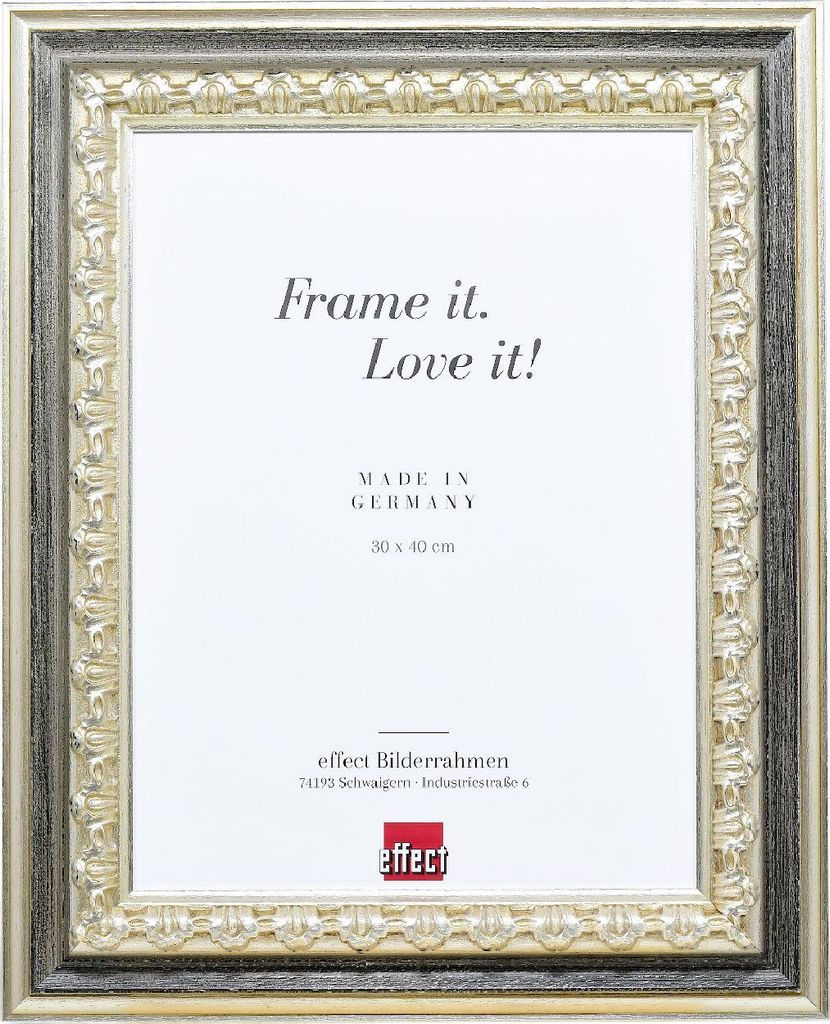 Effect Holz-Bilderrahmen Profil 80 silber 21x29,7cm Klarglas