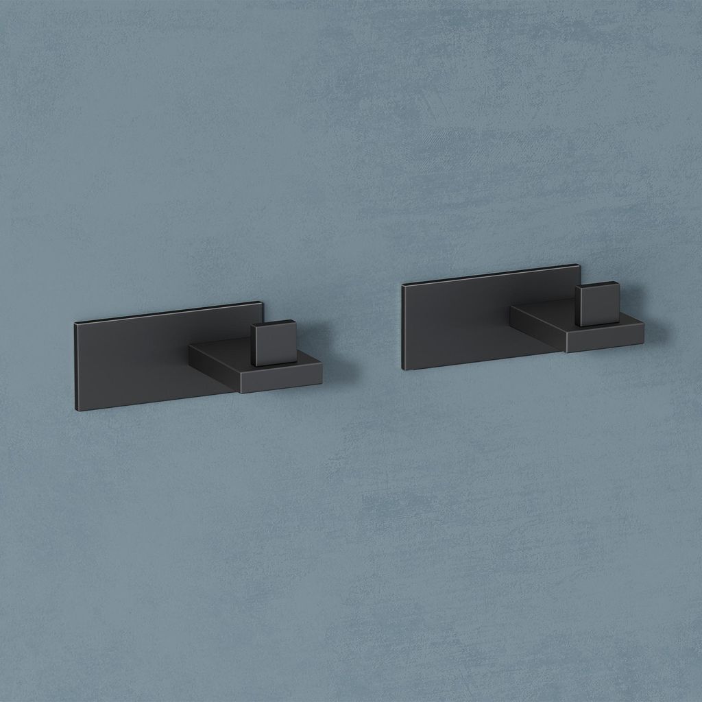 doporro 2 Stück Garderobenhaken Edelstahl, Kleiderhaken Wand Haken, selbstklebend & ohne Bohren Matt schwarz für Jacken, Handtücher Stalo-06