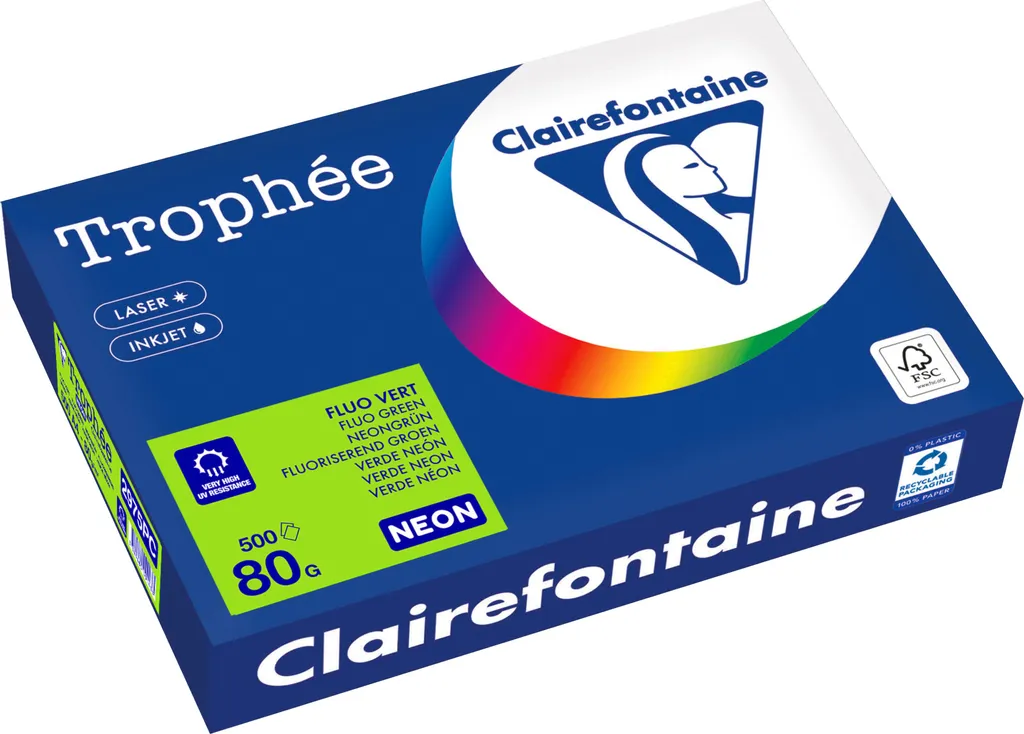 Offerta Carta A4 Verde Neon Clairefontaine 80g - Risma 500 Fogli Fluo