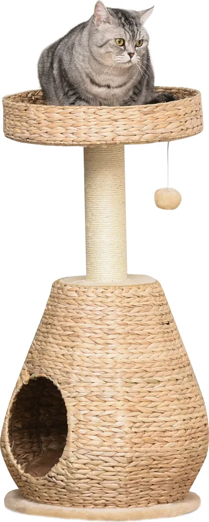 Arbre à chats en sisal et peluche douce jaune hauteur 82,5 cm PawHut