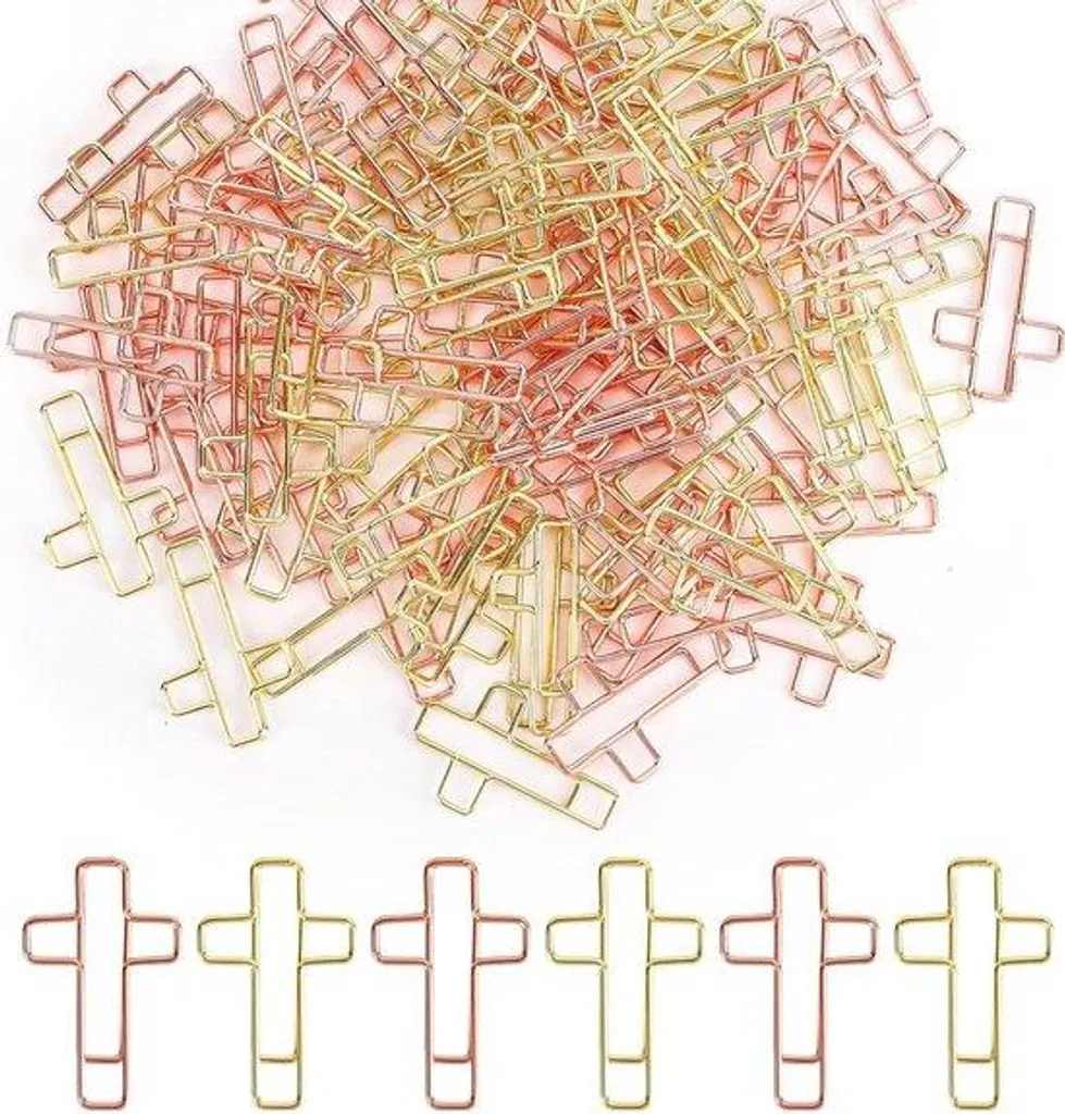 Trombones croix originaux en acier finition dorée pour femmes et hommes
