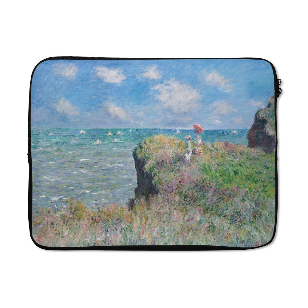 MuchoWow Laptop Hülle 17 Zoll Laptoptasche Spaziergang auf der Klippe in Pourville - Gemälde von Claude Monet - Zipper - Schutzabdeckung
