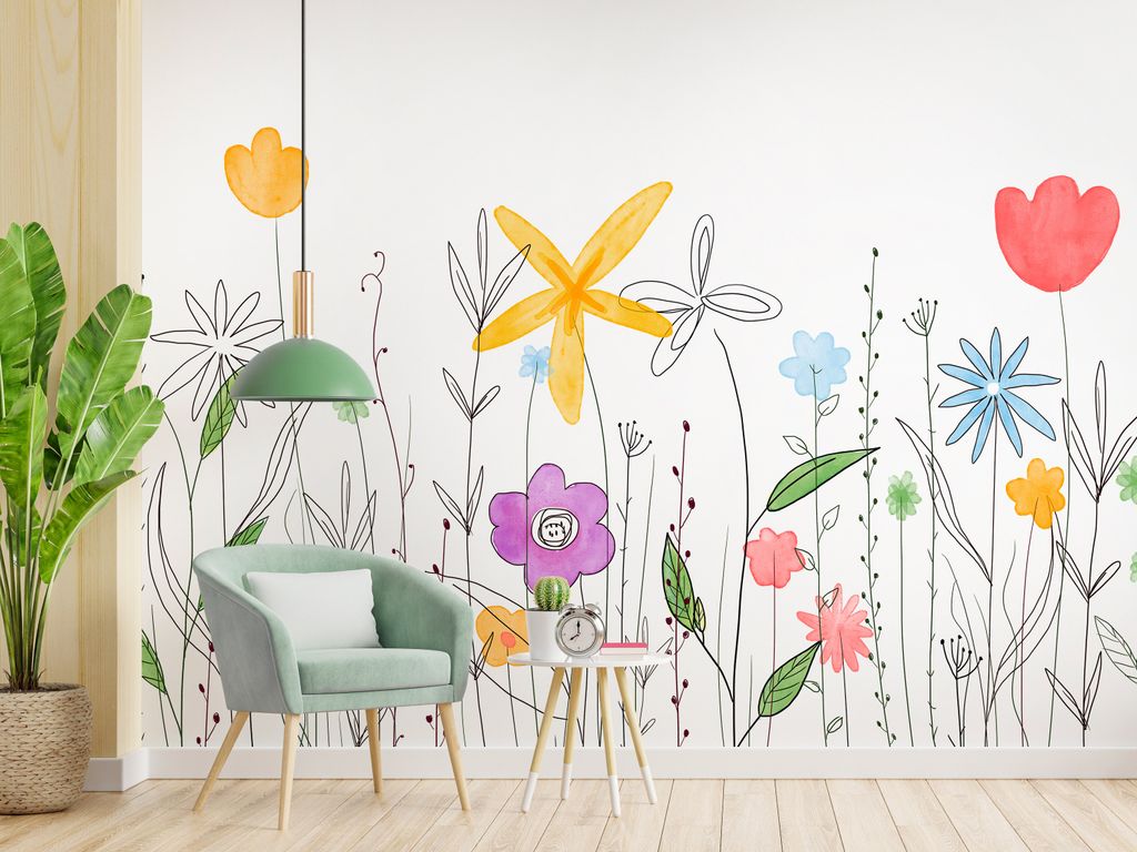 Vlies Fototapete Blumen 400x280 cm Tapeten Wandtapete XXL Natur Pflanzenmotiv Wiese wie gemalt b-A-10268-a-a